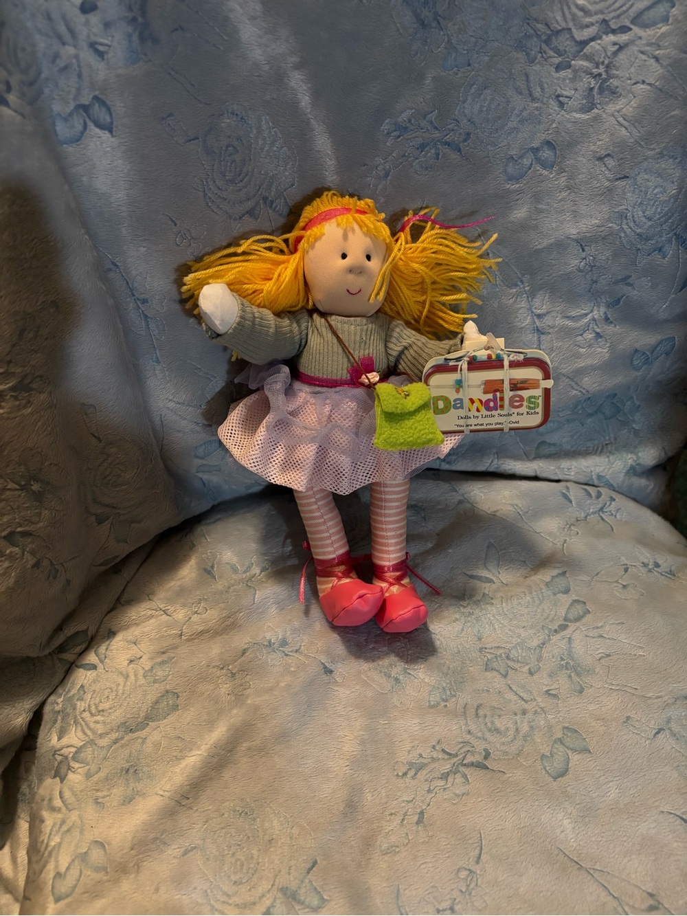 Dandies Doll “Tansy” Blonde Hair Plush Doll in Pink Outfit